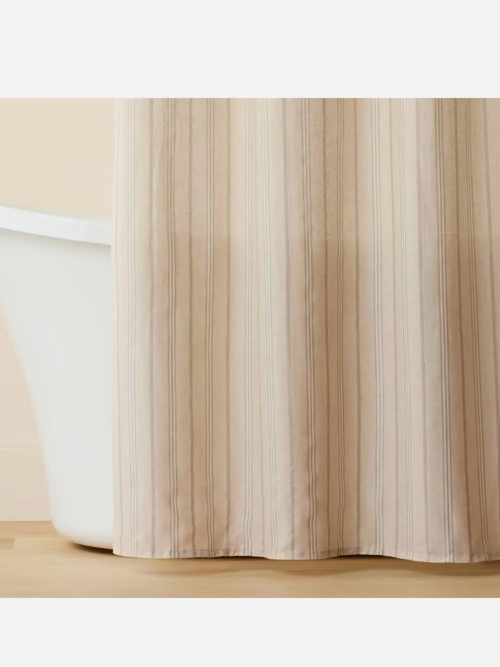 Hearth & Hand Green & Cream Vertical Stripe Linen Blend Shower Curtain 72